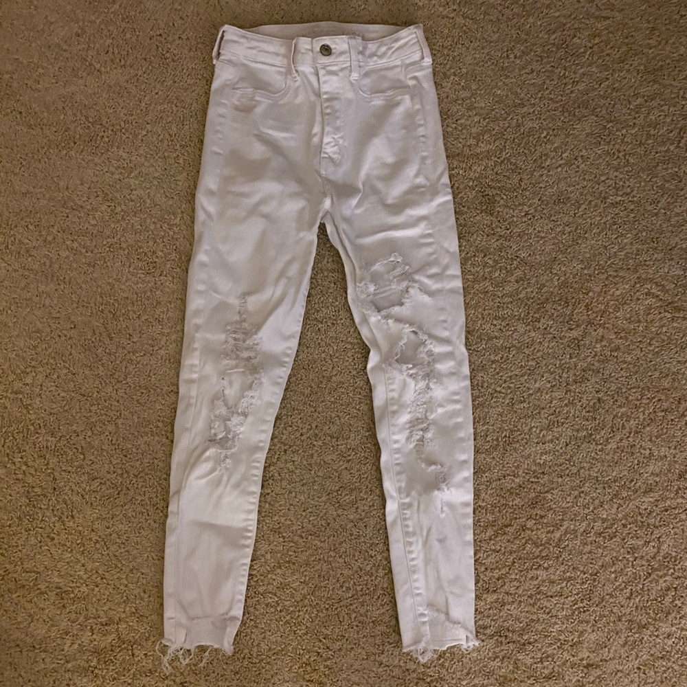 American Eagle White Ripped Jeans
